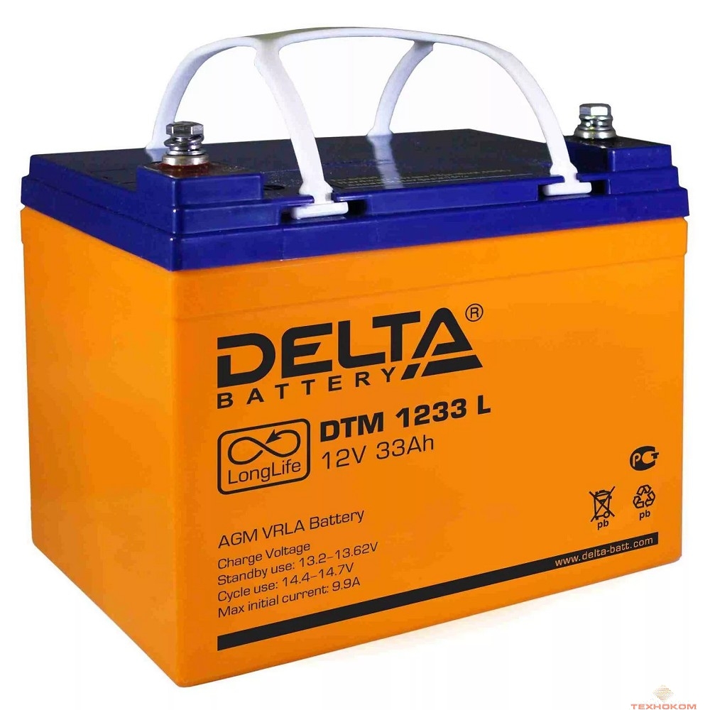 Delta DTM 1233 L (26А\ч, 12В) свинцово- кислотный аккумулятор