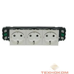 Legrand 077403 РОЗЕТКА 3 Х 2К+3 - ПРОГРАММА MOSAIC - ДЛЯ УСТАНОВКИ В КАБЕЛЬ-КАНАЛЕ - АВТОМАТИЧЕСКИЕ КЛЕММЫ - СТАНДАРТНАЯ