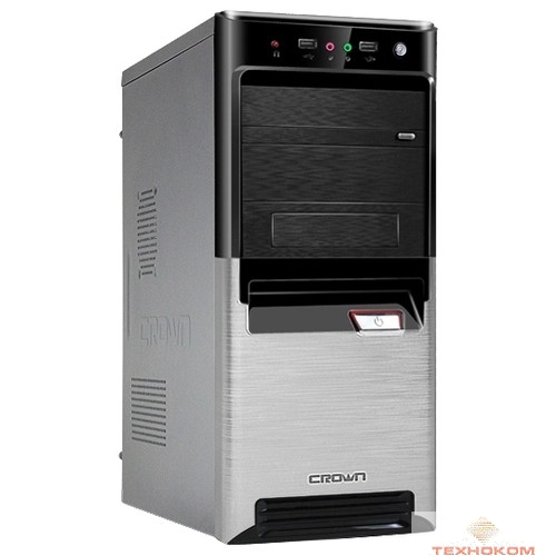 CROWN Корпус Miditower CMC-SM164 black/silver ATX w/o USB2.0
