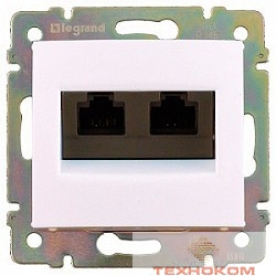 Legrand 774231 Розетка RJ45 Valena 2 выхода Кат.5e UTP монтаж на захватах белая