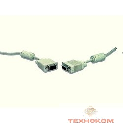 Gembird/Cablexpert CC-PPVGA-10m, Кабель VGA Premium ,  15M/15M, 10м, серый, тройной экран, феррит.кольца