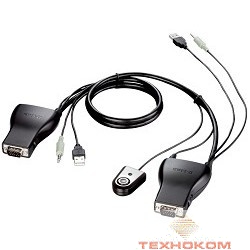 D-Link KVM-221/C1A Переключатель на 2 компьютера USB, звук (кабели в комплекте)