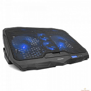 CROWN  Подставка для ноутбука CMLS-01 black ( до 17", кулеры: D125mm*2+ D70mm*2,синяя led подсветка, регулятор скорости, 5 уровней наклона Размер 390*280*28мм)