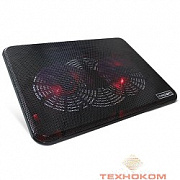 CROWN  Подставка для ноутбука CMLC-202T black (для ноутбуков до 17" Размер: 365*70*19мм;Размер вентилятора: 140мм *2шт.LED подсветка; USB)