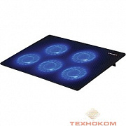 CROWN  Подставка для ноутбука CMLC-1105 black ( 15,6”, 5 куллеров, подстветка, регулировка скорости вращения, размеры (Д*Ш*В) 345* 245*20мм)